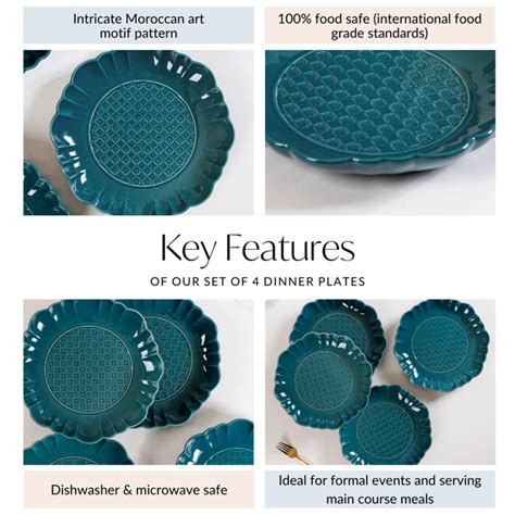 Luxe Moroccan Round Dinner Plate Dark Green Set Of 4 10 Inch Online ...