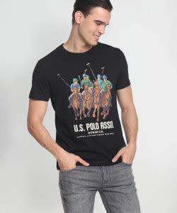 U.S. POLO ASSN. Printed, Typography Men Round Neck Black T-Shirt - Buy ...