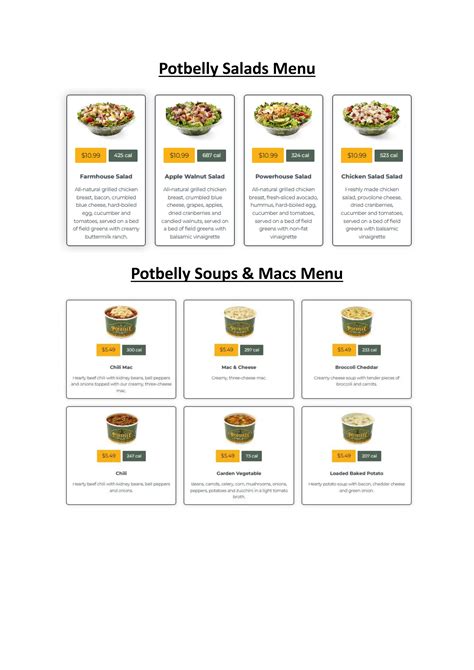 Potbelly Menu PDF - 2025 Full Menu with Prices | PDF