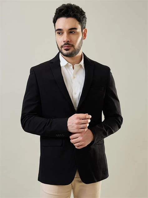 Men'S Black Structure Slim Fit Blazers - Tim Paris