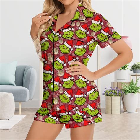 The Grinch Christmas Silk Pajama Set Grinch Womens Pajama - Etsy Australia