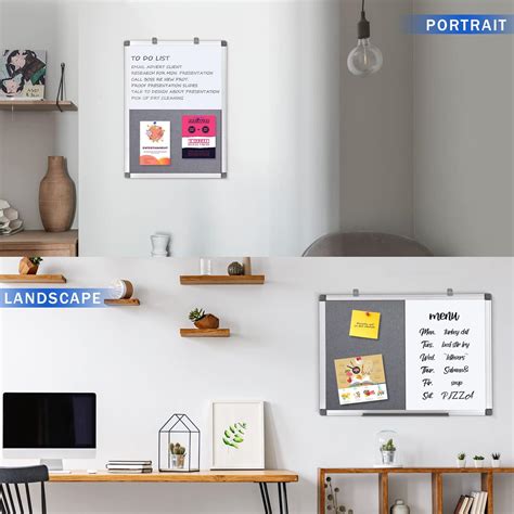 Buy MAKELLO Magnetic Whiteboard Grey Felt Board Combo for Office School ...