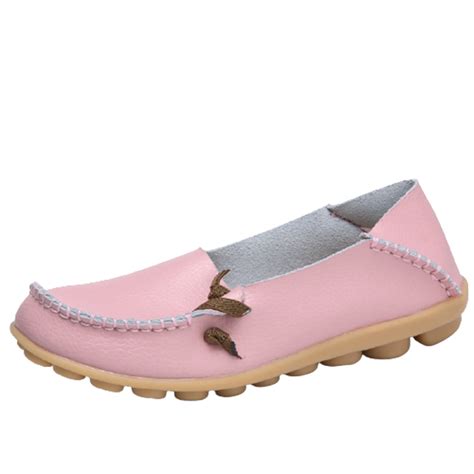 OAVQHLG3B Women Round Head Casual Flat Slip On Shoes Loafers Soft ...