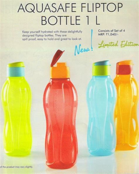 Buy Tupperware Aquasafe Flip Top Bottle 1 L each, Set of 4 Online at ...