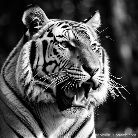 Elegant Black and White Tiger | Stable Diffusion Online