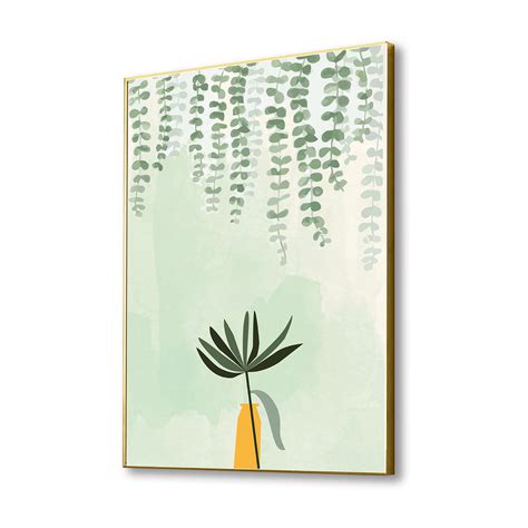 Green Plant In Yellow Vase Canvas Wall Painting – Nestroots