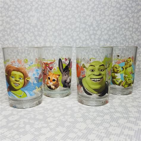 Shrek the Third 2007 McDonalds Glasses Set (4) 16oz Dreamworks Fiona ...