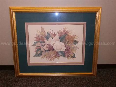 1-GOLD FRAMED BASSETT FINE ART PRINT, 36" X 30" | GovDeals