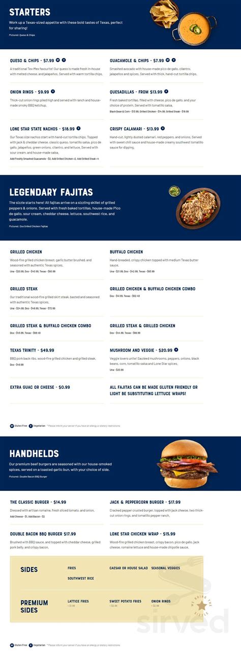 Menu - Nepean ON's Lone Star Texas Grill | Sirved