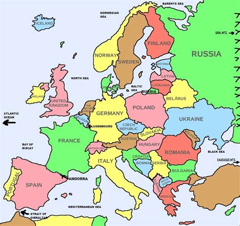 Political Map Of Europe Without Country Names - Free Printable Template