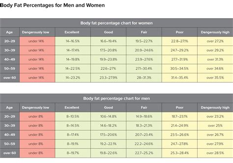 Body fat percentage chart: Women, men, and calculations