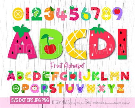 Fruit Alphabet Clipart
