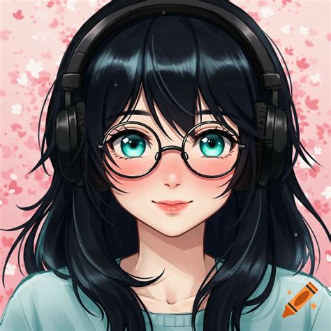 Dark Blue Haired Anime Girl With Headphones