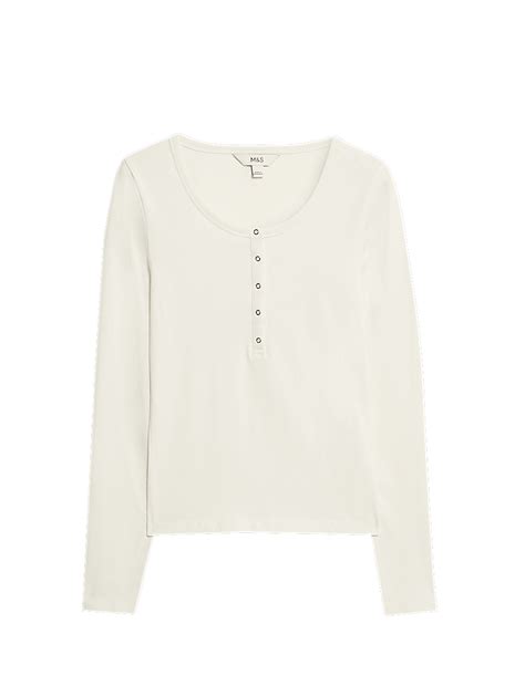 Buy Cotton Rich Garment Dye Henley Top at Marks & Spencer