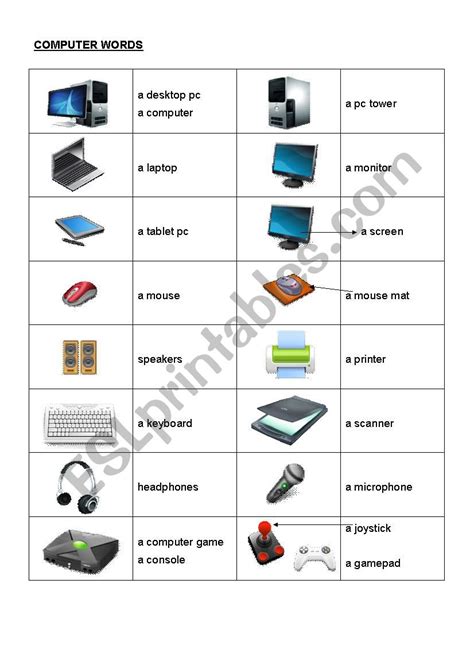 Computer Vocabulary Worksheet 的图像结果