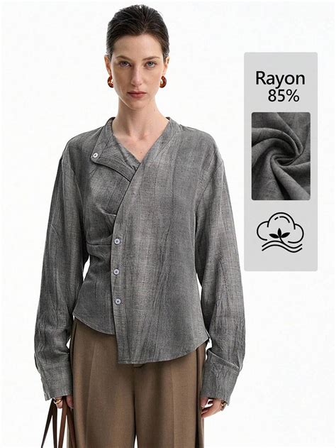 Aalyst Women's Casual Layered Design Long Sleeve Textured Shirt, Autumn ...