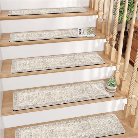 Stair Treads Non Slip 8"x30" Stair Runner, Rubber Backing Carpet Stair ...