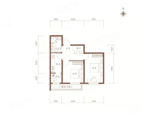 东方庭园建面67平米户型，东方庭园2室1厅1卫1厨约67.52平米户型图，朝南朝向 - 哈尔滨安居客