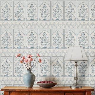 Dareecha Indian Design Wallpaper Roll in Blue Color | Life n Colors