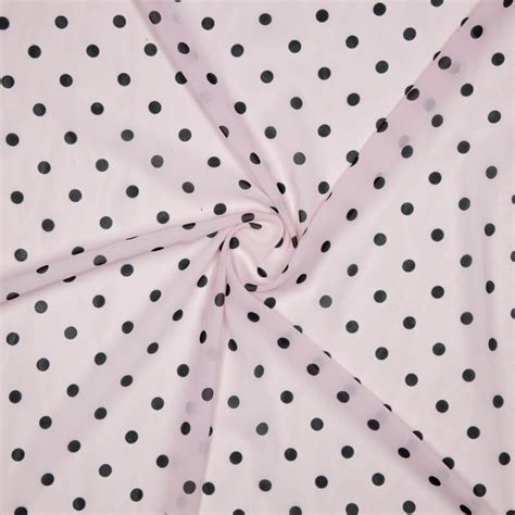 Peach And Black Polka Dot Digital Print Georgette Fabric – Fabcurate