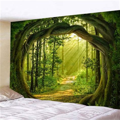 Amazon.com: FENDROM Enchanted Forest Tapestry Nature Sunshine Lanscape ...