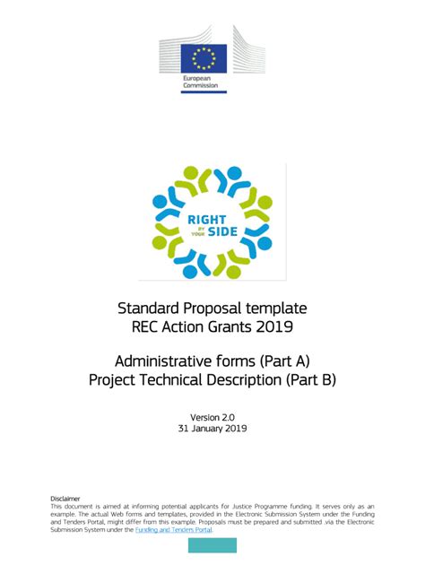 Fillable Online ec europa Standard Proposal template Administrative ...