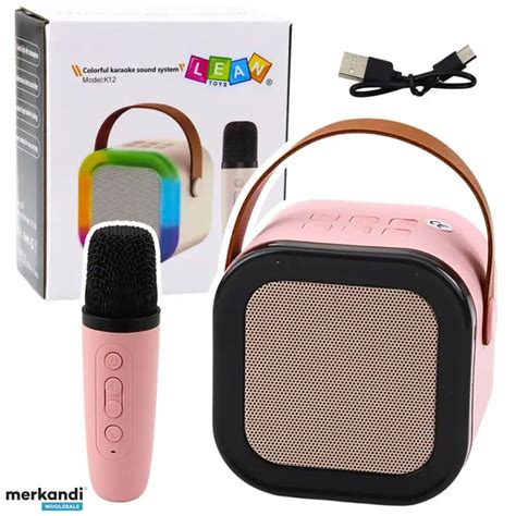 Karaoke Set Speaker Wireless Microphone K12 RGB Bluetooth Pink - Poland ...