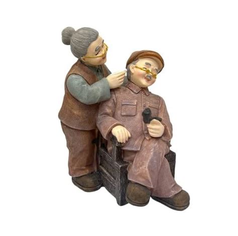 AUGEN Polyresin Old Couple Show Piece Idol Statue Showpiece for Home ...