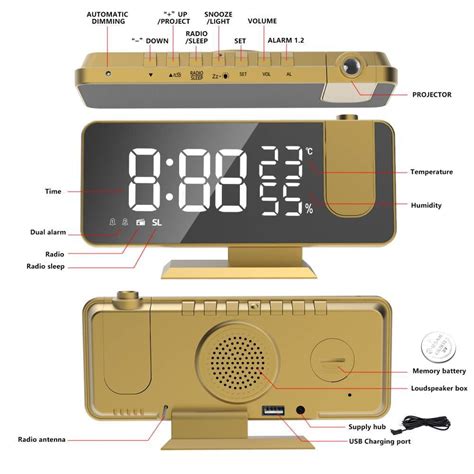 Buy Jumper Digital Projection Dual Alarms Clock, Temperature Humidity ...