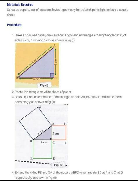 MATHS - CLASS XTRIANGLES Show an Activity to verify Pythagoras Theorem ...