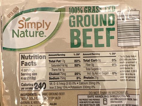 Grass Fed Ground Beef, 85% Lean Nutrition Facts - Eat This Much