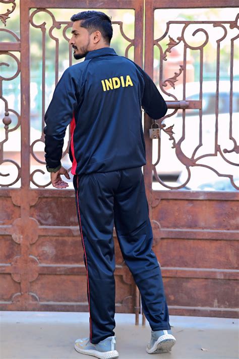 Premium Track Suit – Black Red with Indian Flag – Veer Vastra