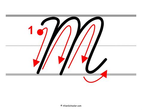 How To Write a Capital M In Cursive (with arrows) - Alien Schooler