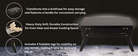 Chefman Briefcase Barbeque Grill Charcoal Large Size Outdoor with ...