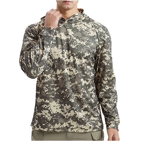 Leesechin Mens UPF 50+ Fishing Hiking Camo Hoodie Shirt with Face Mask ...