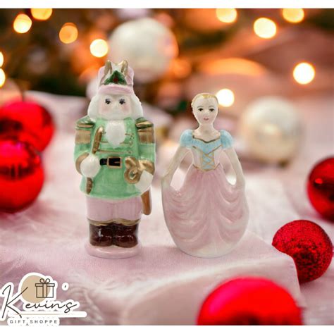 Hand Painted Ceramic Pastel Christmas Nutcracker and Girl Salt Pepper ...
