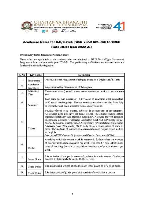 Academic Rules for B.E/B.Tech Degree Program (2020-21) - Studocu