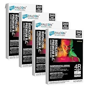 BIGFALCON Premium 240 GSM 4R Size (4X6 inch) Ultra Glossy RC Resin ...