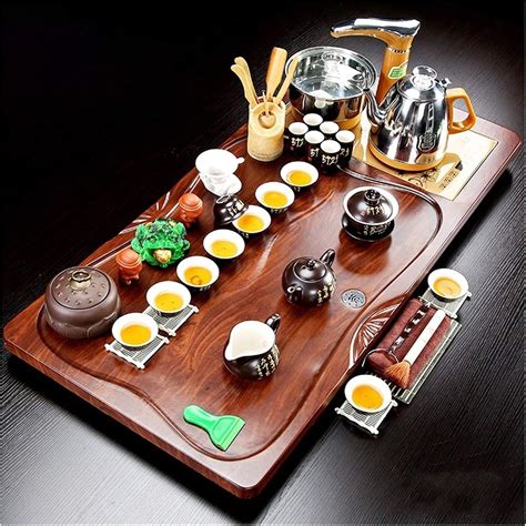Amazon.com: Chinese Ceramic Kung Fu Tea Set with Tea Tray - Complete ...