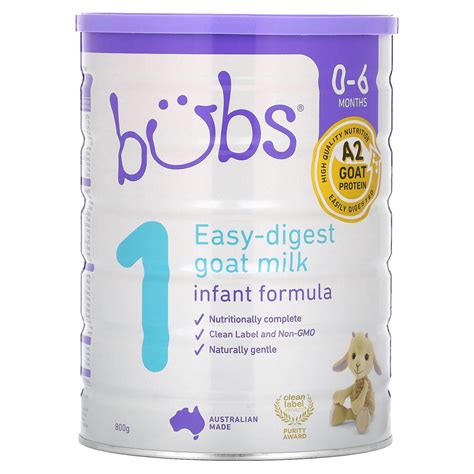 Aussie Bubs Goat Milk Infant Formula Stage 1, 800g Non-GMO - Walmart.com