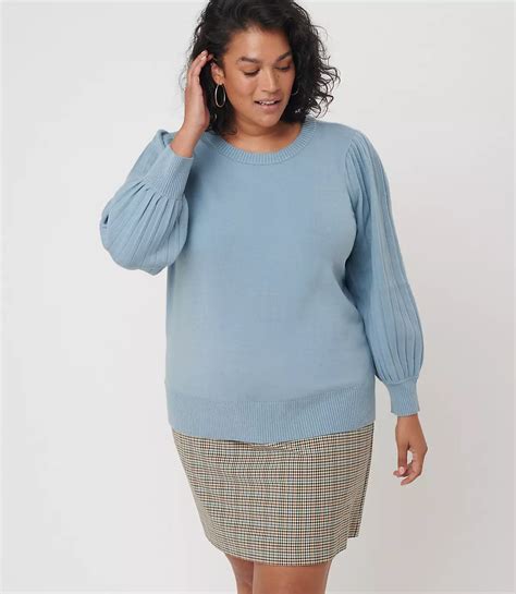 LOFT Plus Pleated Puff Sleeve Sweater
