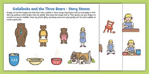 Goldilocks and the Three Bears Story Stone Image Cut Outs