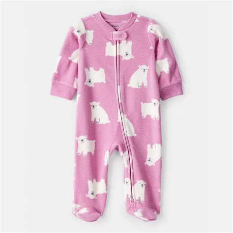 Baby Girl Carter's One Piece Polar Bear Print Loose Fit Long-Sleeve ...