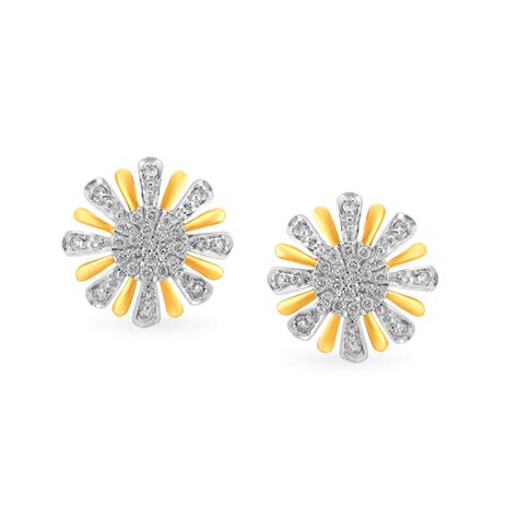 Dazzling Floral Solitaire Look Diamond Stud Earrings