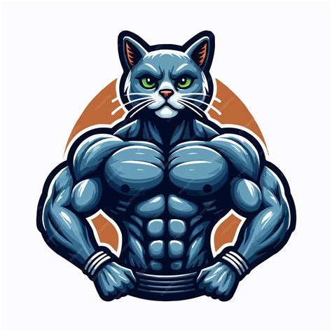 Premium Vector | Cute cat muscle cartoon vector on white background