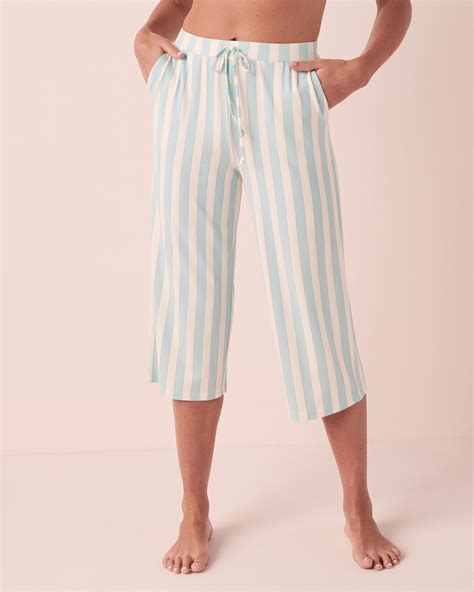 Bamboo Wide Leg Capri - Blue stripes | la Vie en Rose