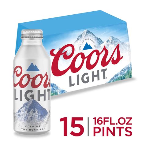 Coors Light Beer, 15 Pack, 16 fl oz Aluminum Bottles, 4.2% ABV ...