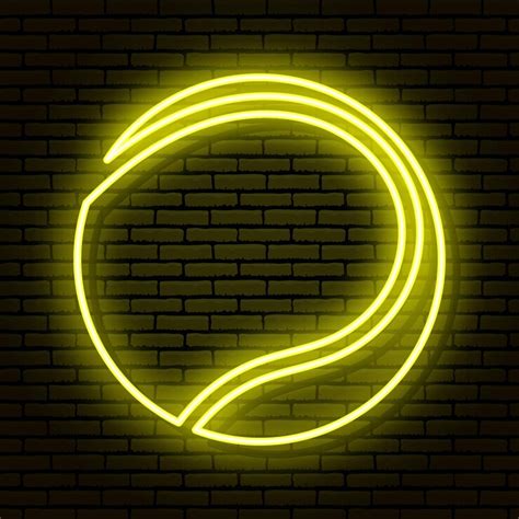 Sign of a tennis ball. neon sign on a brick wall background. yellow ...