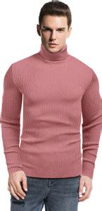 Clothify Self Design Turtle Neck Casual Men Pink Sweater - Buy Clothify ...