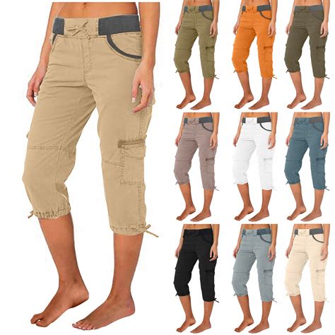 Womens Cargo Capris Hiking Pants Lightweight Quick Dry Outdoor Athletic ...